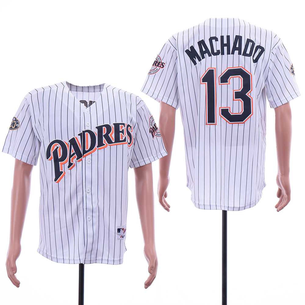 Padres 13 Manny Machado White 50th Anniversary Patch Turn Back The Clock Jersey,We sell and wholesale Padres 13 Manny Machado White 50th Anniversary Patch Turn Back The Clock Jersey on line form chian!